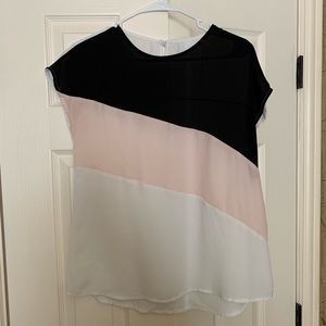 Black, white and pink stripe shirt